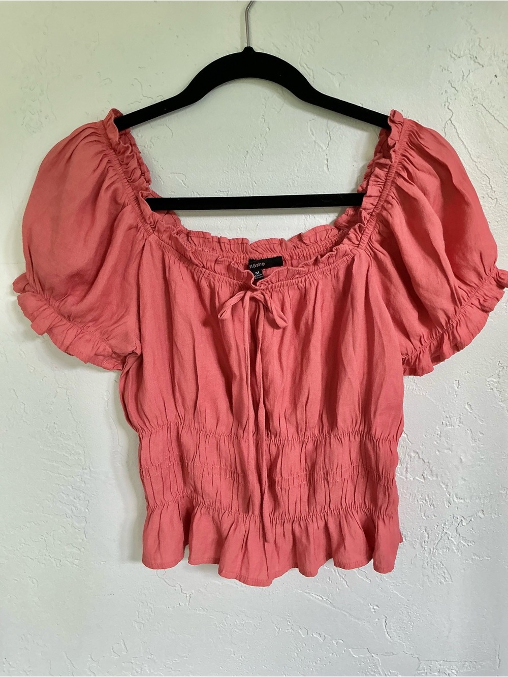 Blashe Dusty Coral Puff Sleeve Peasant Top